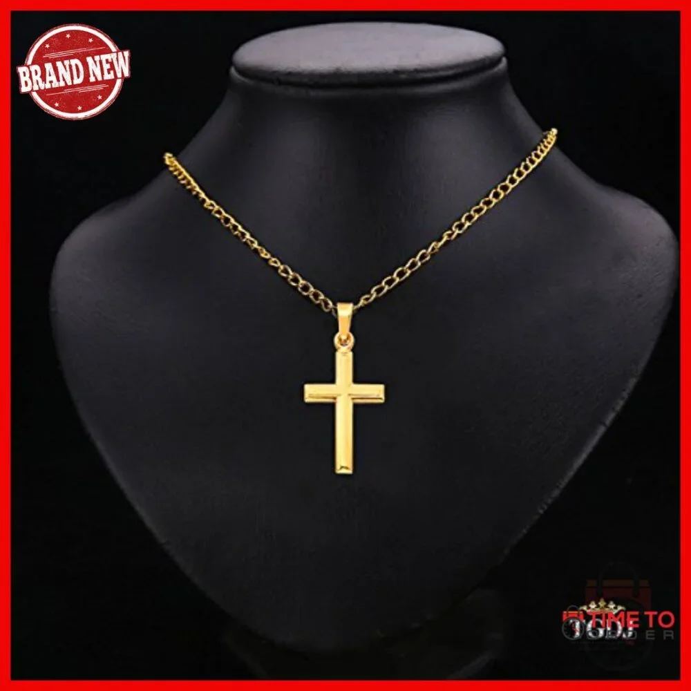 14K Yellow Gold Cross Pendant Charm 23mm X 20mm Religious Jewelry